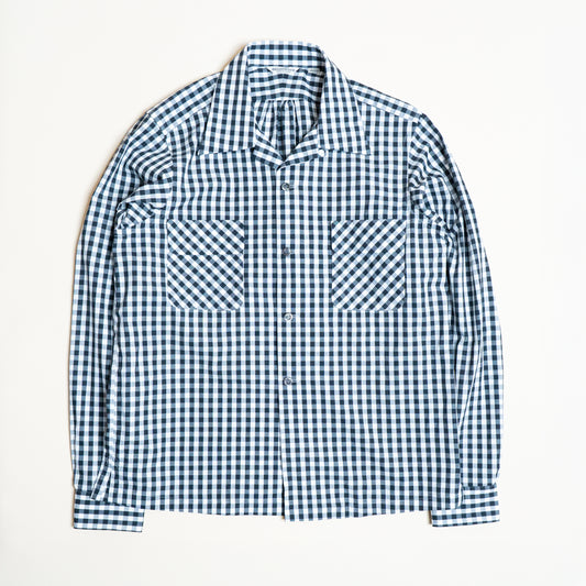 <Made To Order> GINGHAM CHECK OPEN COLLAR SHIRT BLACK