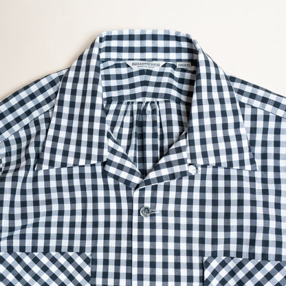 <Made To Order> GINGHAM CHECK OPEN COLLAR SHIRT BLACK