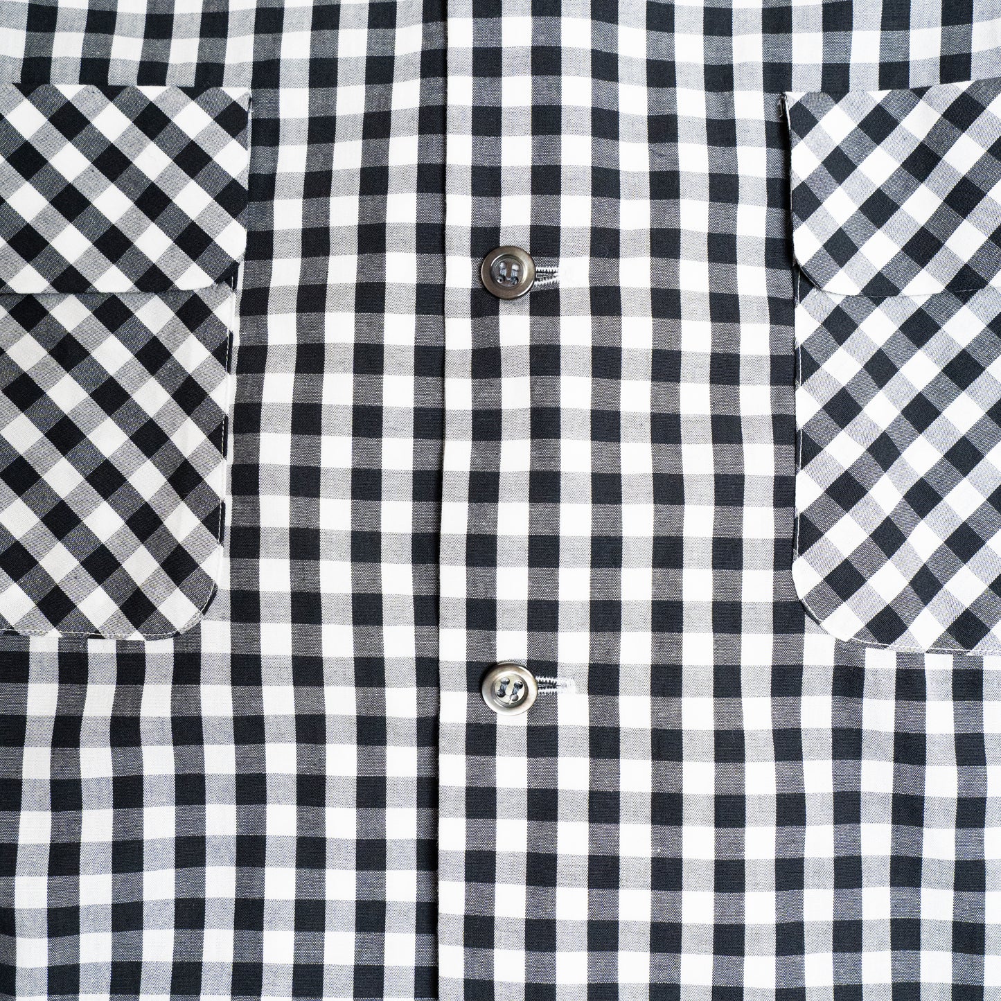 <Made To Order> GINGHAM CHECK OPEN COLLAR SHIRT BLACK