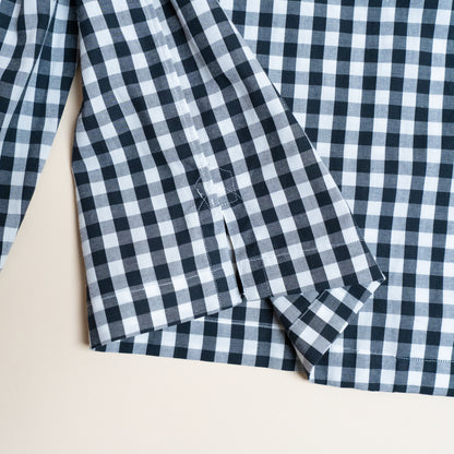 <Made To Order> GINGHAM CHECK OPEN COLLAR SHIRT BLACK