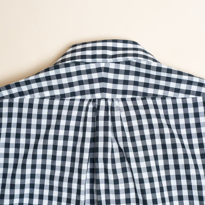 <Made To Order> GINGHAM CHECK OPEN COLLAR SHIRT BLACK