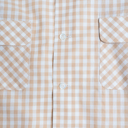 <Made To Order> GINGHAM CHECK OPEN COLLAR SHIRT BEIGE