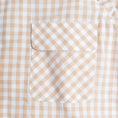 <Made To Order> GINGHAM CHECK OPEN COLLAR SHIRT BEIGE