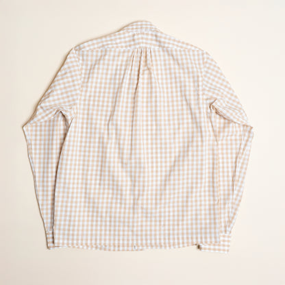 <Made To Order> GINGHAM CHECK OPEN COLLAR SHIRT BEIGE