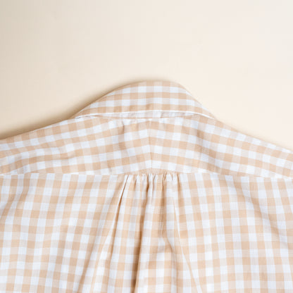 <Made To Order> GINGHAM CHECK OPEN COLLAR SHIRT BEIGE