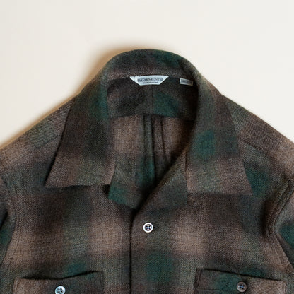 <Made To Order> OPEN COLLAR SHADOW PLAID WOOL SHIRT
