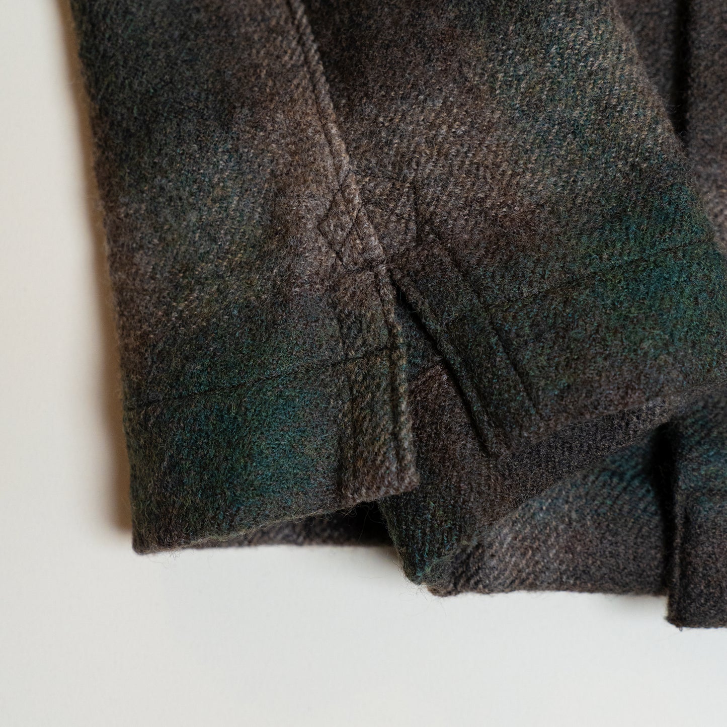 <Made To Order> OPEN COLLAR SHADOW PLAID WOOL SHIRT