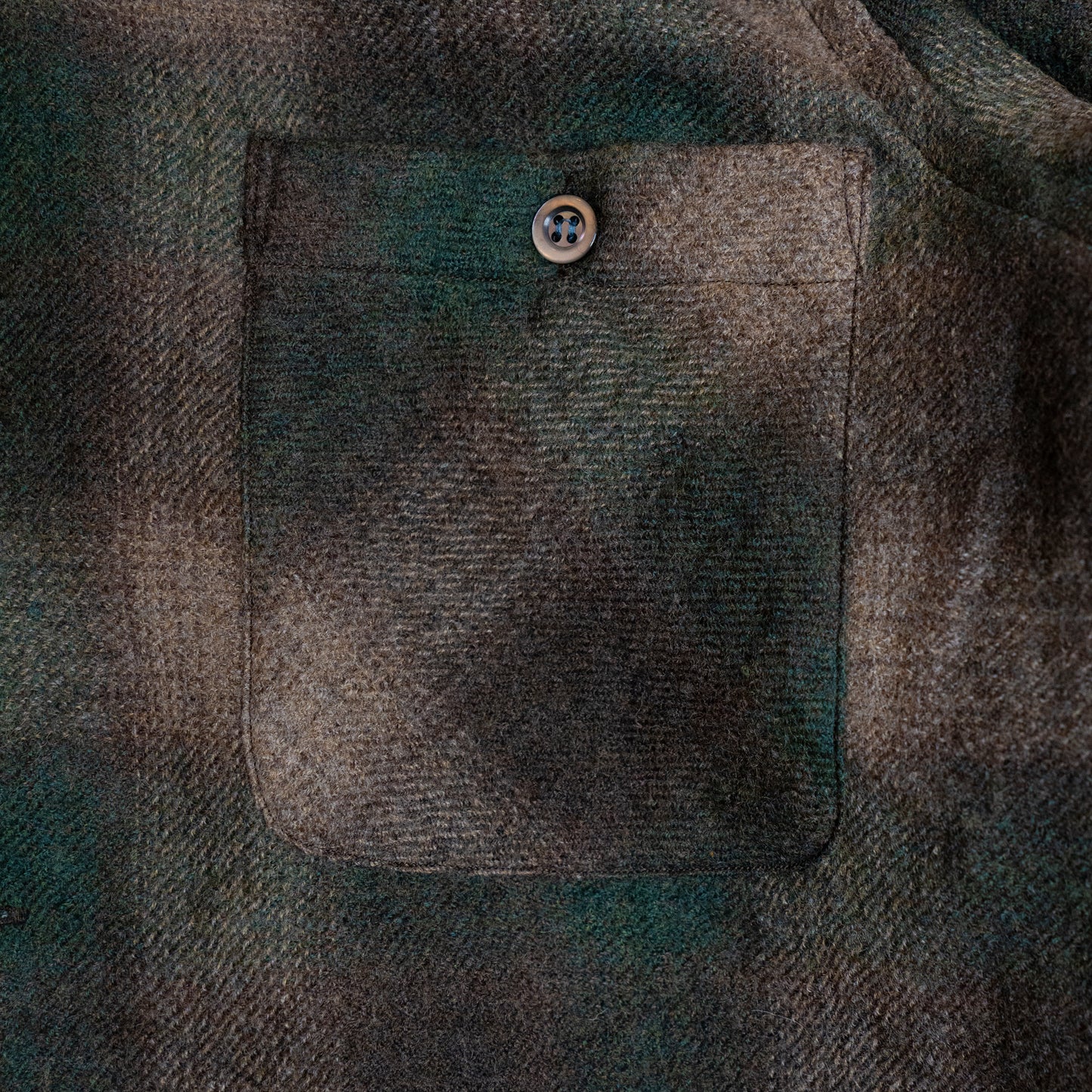 <Made To Order> OPEN COLLAR SHADOW PLAID WOOL SHIRT
