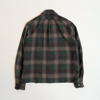 <Made To Order> OPEN COLLAR SHADOW PLAID WOOL SHIRT