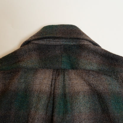 <Made To Order> OPEN COLLAR SHADOW PLAID WOOL SHIRT