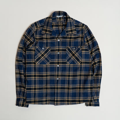 <Made To Order> COTTON FLANNEL PLAID OPEN COLLAR SHIRT