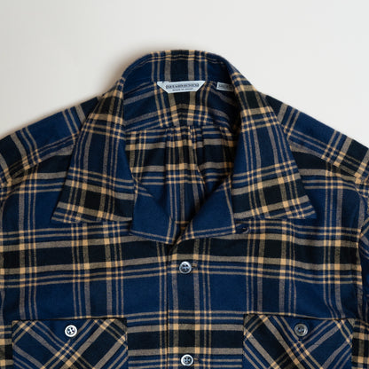 <Made To Order> COTTON FLANNEL PLAID OPEN COLLAR SHIRT