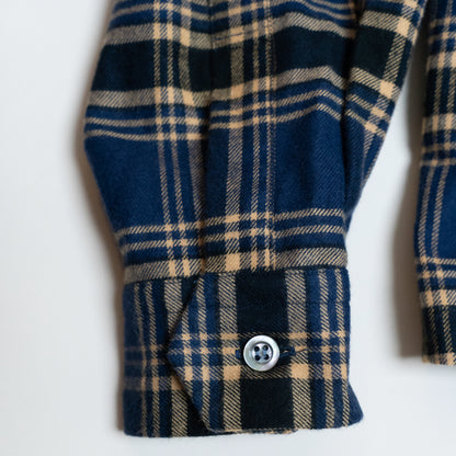 <Made To Order> COTTON FLANNEL PLAID OPEN COLLAR SHIRT
