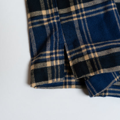 <Made To Order> COTTON FLANNEL PLAID OPEN COLLAR SHIRT