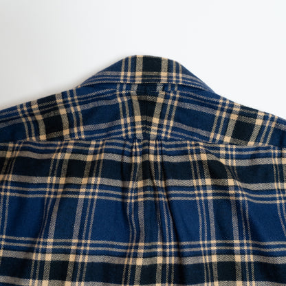 <Made To Order> COTTON FLANNEL PLAID OPEN COLLAR SHIRT