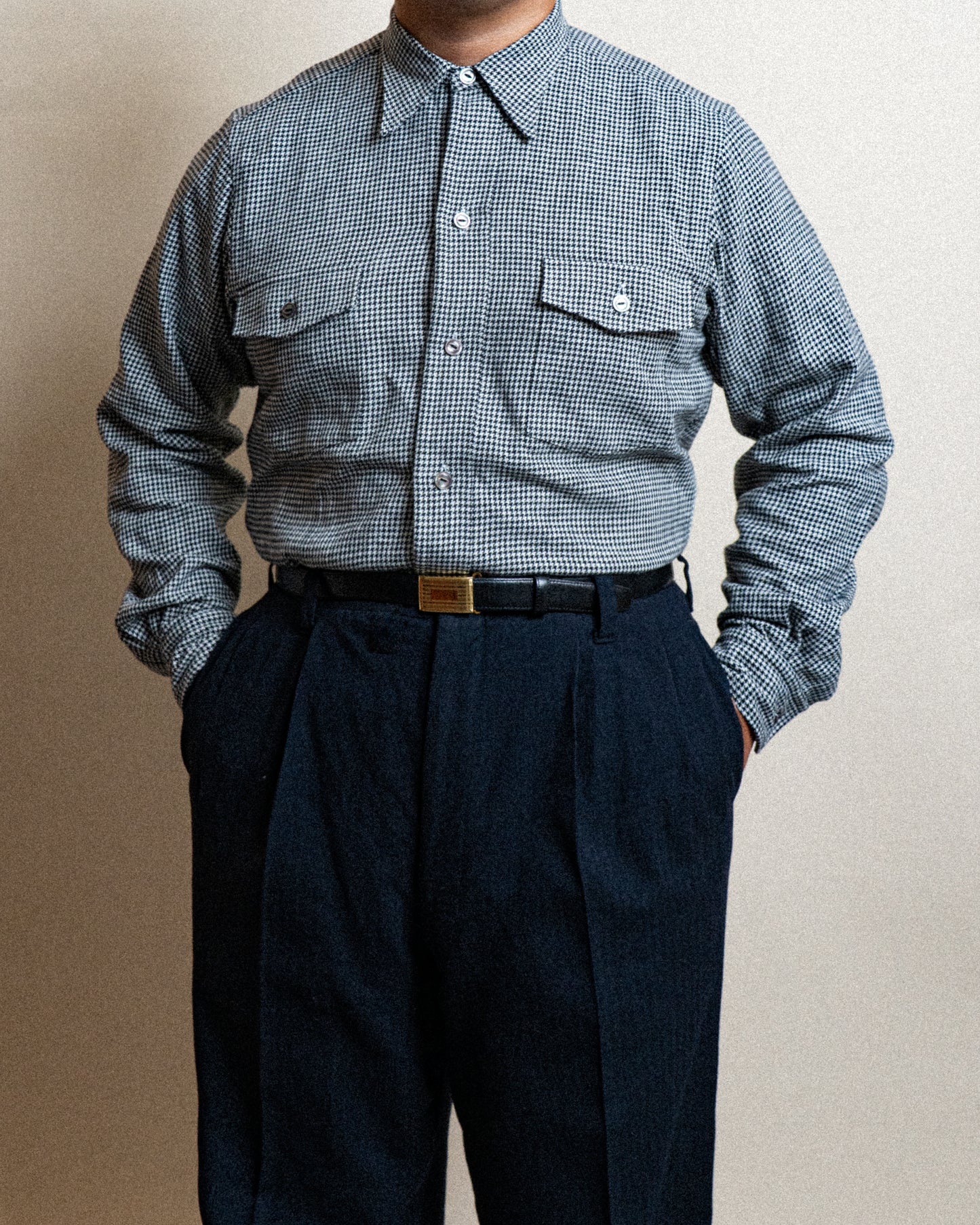<Made To Order> HOUNDSTOOTH COTTON TWILL SHIRT