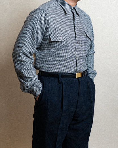 <Made To Order> HOUNDSTOOTH COTTON TWILL SHIRT