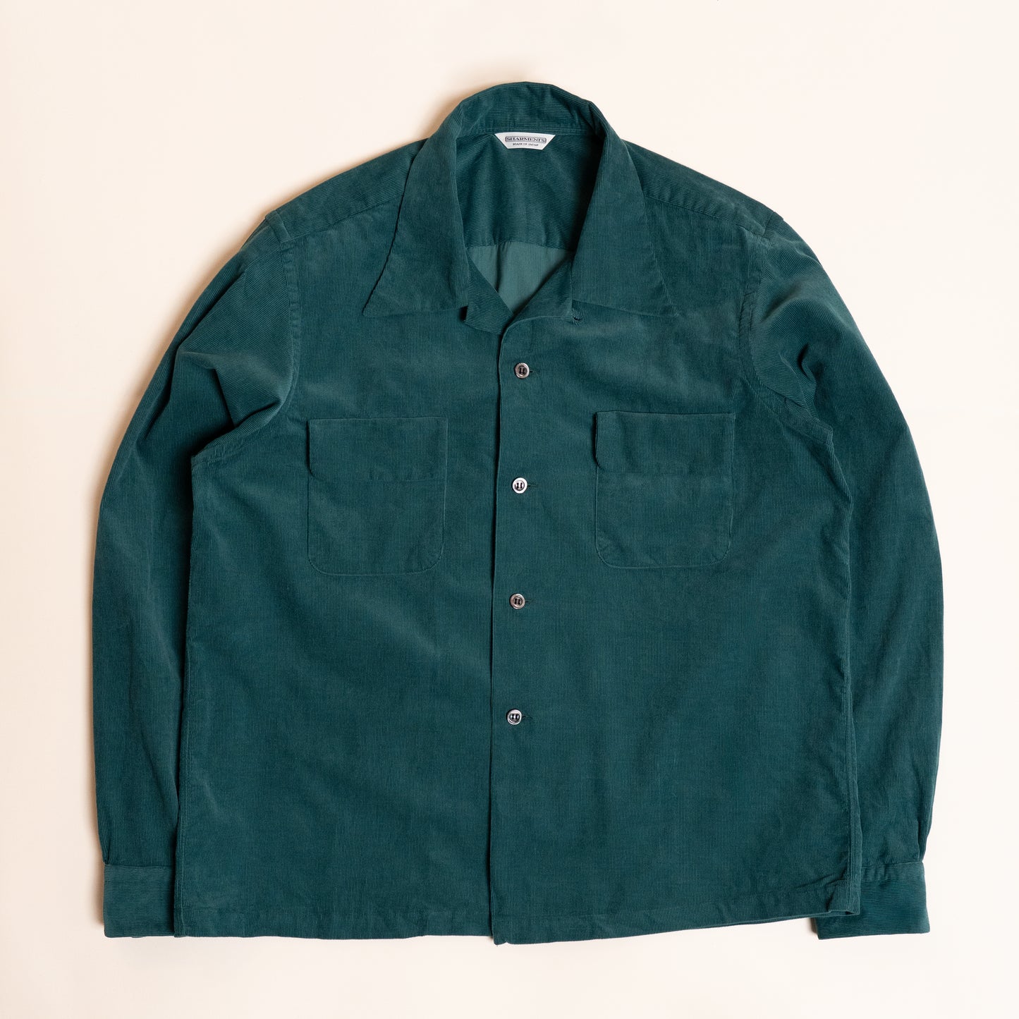 ※Orders Closed※<Made To Order> CORDUROY OPEN COLLAR SHIRT GREEN