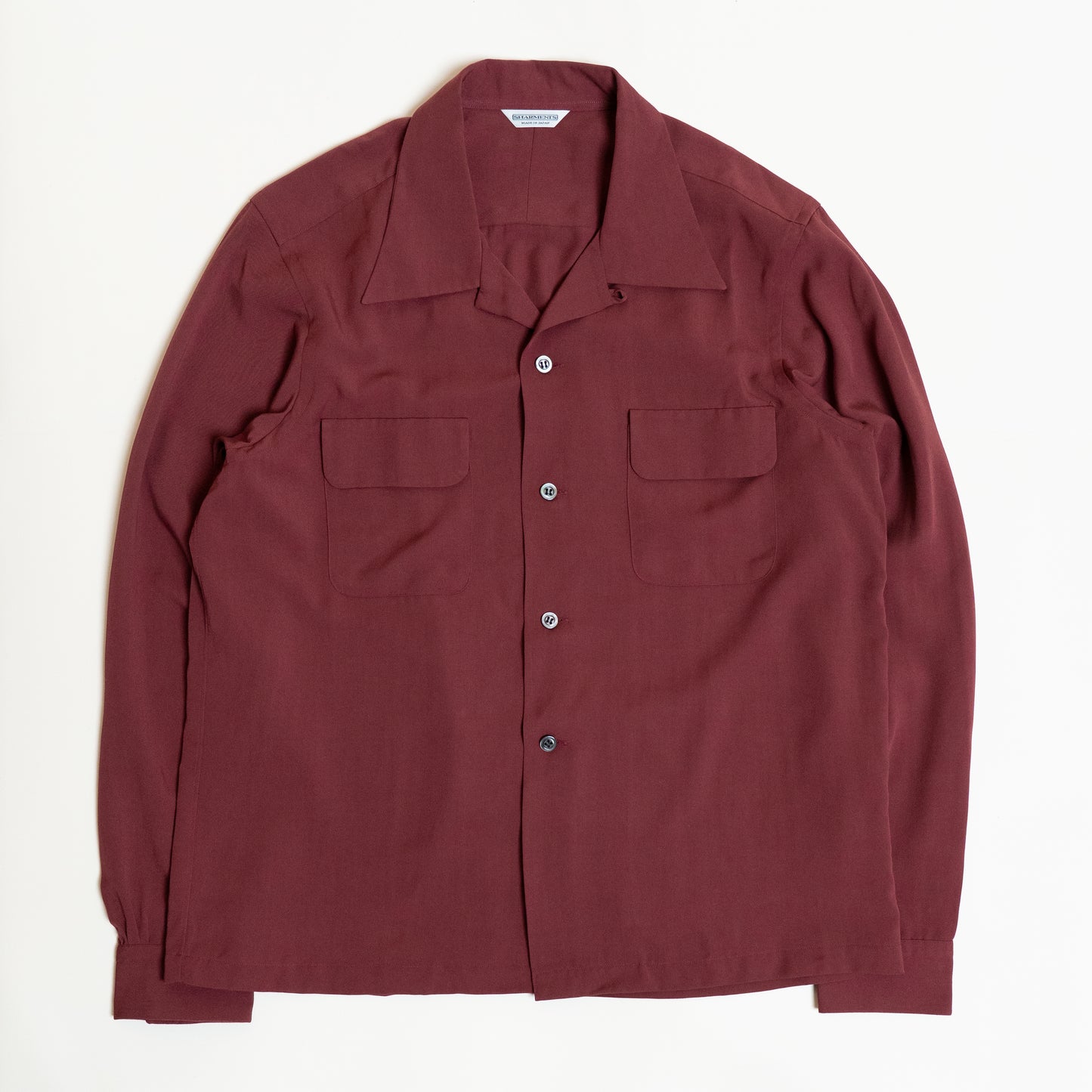<Made To Order>WASHABLE RAYON SPORT SHIRT BURGUNDY L/S