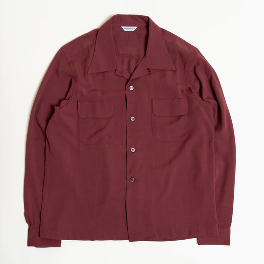 <Made To Order>WASHABLE RAYON SPORT SHIRT BURGUNDY L/S