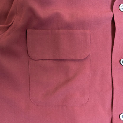 <Made To Order>WASHABLE RAYON SPORT SHIRT BURGUNDY L/S