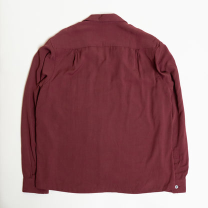 <Made To Order>WASHABLE RAYON SPORT SHIRT BURGUNDY L/S