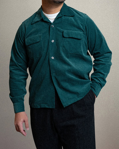 ※Orders Closed※<Made To Order> CORDUROY OPEN COLLAR SHIRT GREEN