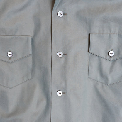 <Made To Order> COTTON GABARDINE OPEN COLLAR SHIRT