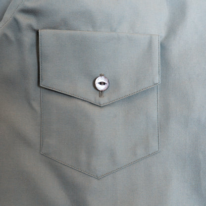 <Made To Order> COTTON GABARDINE OPEN COLLAR SHIRT