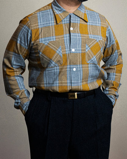 <Made To Order> RAYON HEATHER PLAID SPORT SHIRT L-S or S-S