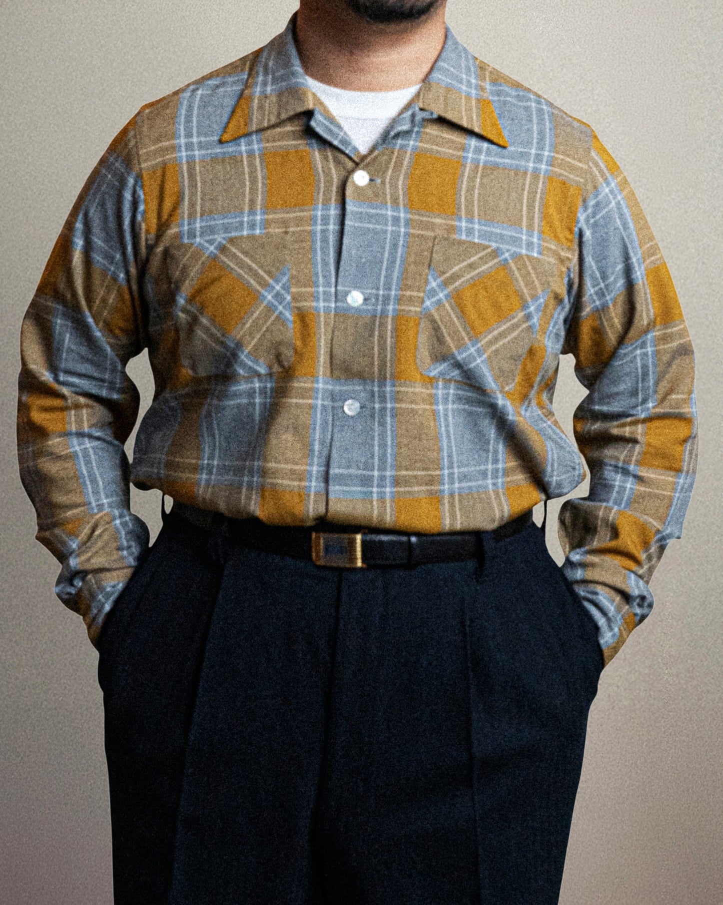 <Made To Order> RAYON HEATHER PLAID SPORT SHIRT L-S or S-S