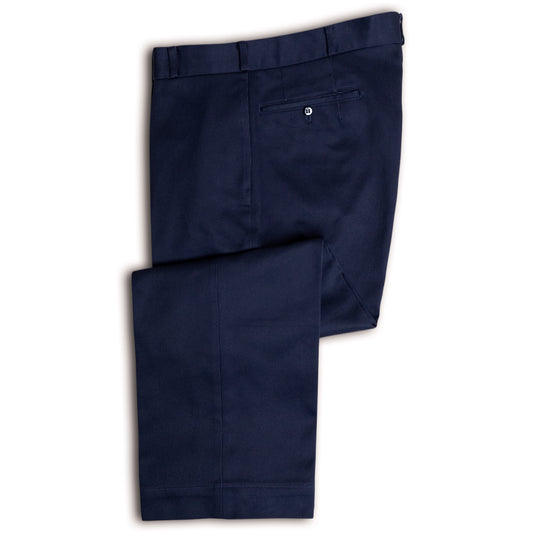 <Made To Order＞ CLASSIC TROUSERS "FLAT FRONT"COTTON PIQUE NAVY - ART-T20