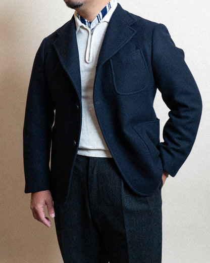 <Made To Order＞ SIGNATURE SACK JACKET "MELTON WOOL & CASHMERE" NAVY