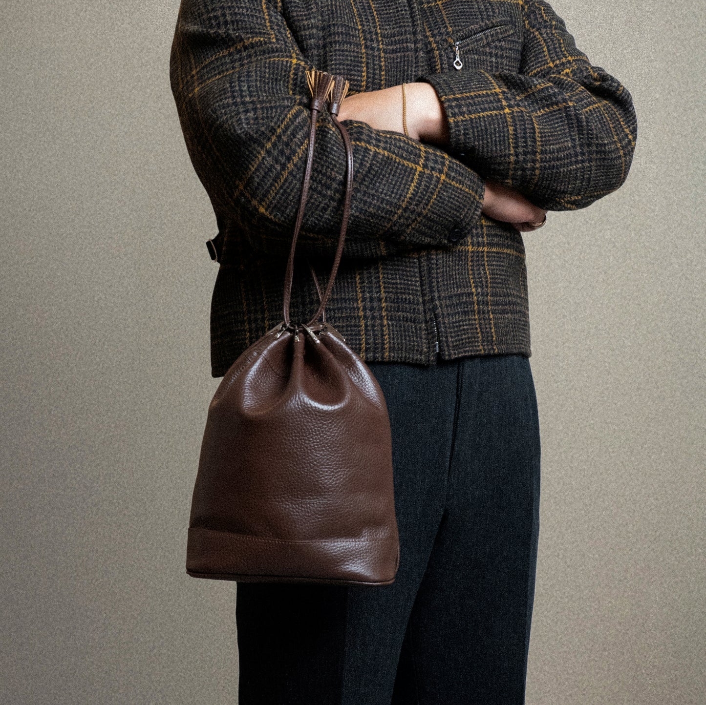 HERITAGE DRAWSTRING BAG BROWN