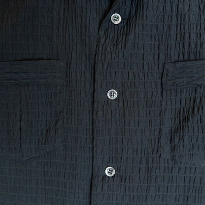 <Made To Order> CRASHED OPEN COLLAR SHEER SHIRT L/S BLACK