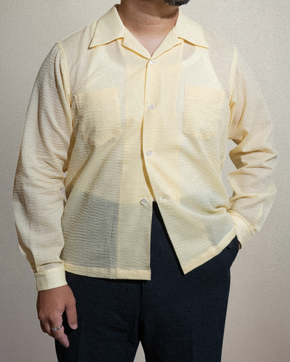<Made To Order> SEERSUCKER SPORT SHIRT CREAM YELLOW L/S or S/S