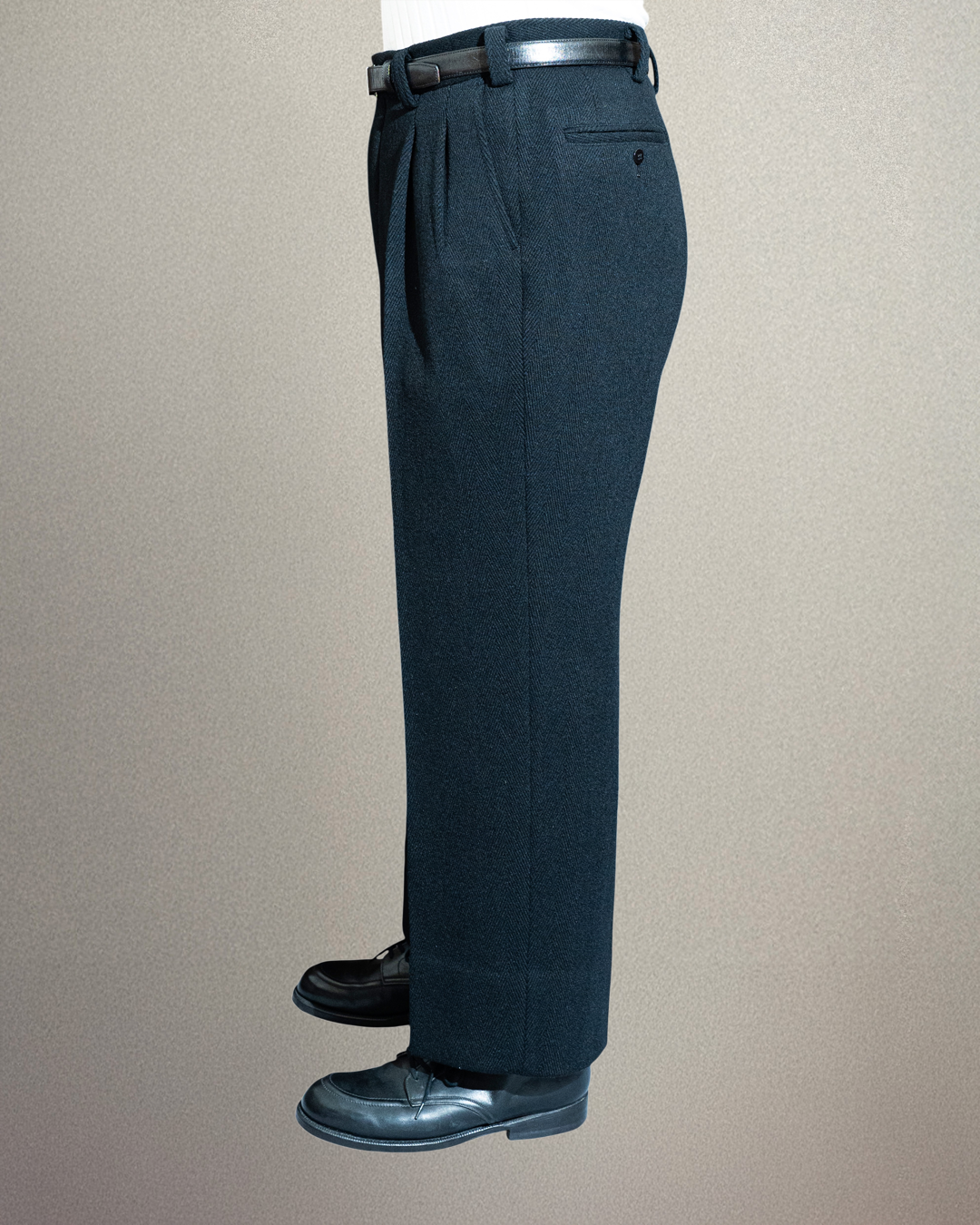 <Made To Order＞ HERRINGBONE MELTON TROUSERS BLACK  ART-T23